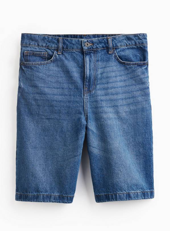 Mid Denim Baggy Shorts 38